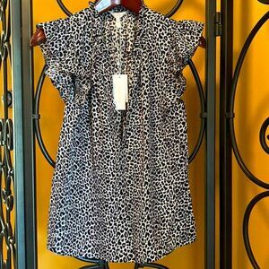 REBECCA TAYLOR Leopard Cap Sleeve Top